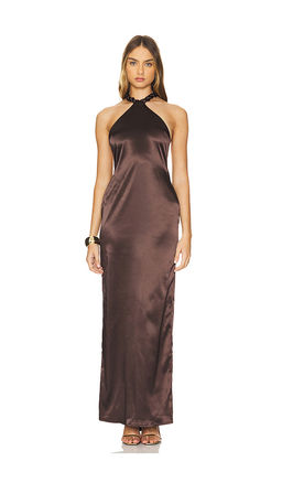 Khanums - Satin Halter Maxi Dress