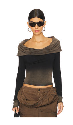 MARRKNULL - Black Fold Long Sleeve T-shirt