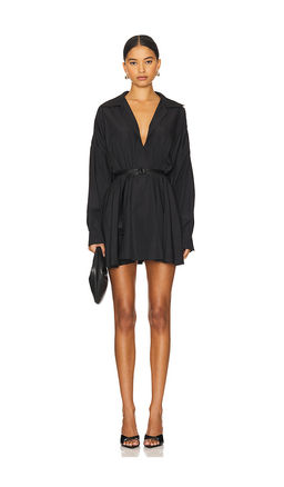 Norma Kamali - Oversized Shirt Flared Mini Dress