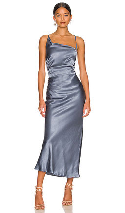 Shona Joy - La Lune Asymmetrical Bias Cowl Midi Dress