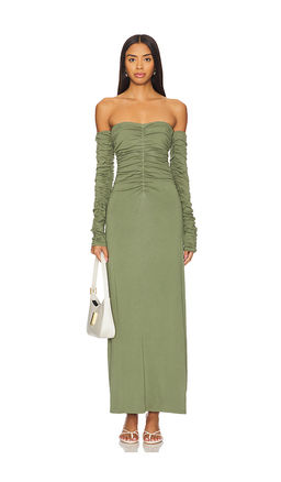SWF - Ruched Long Sleeve Maxi Dress
