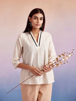 Jaipur Kurti - White Embroidered Straight Tunic