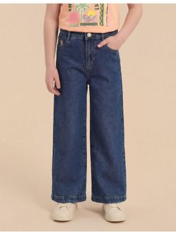 U.S. POLO ASSN. - Girls Wear Girls Rinsed Wide Leg Fit Jeans