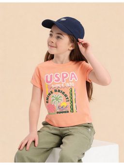 U.S. POLO ASSN. - Girls Wear Girls Regular Fit Graphic Brand Printed T-Shirt