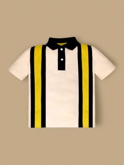 CHERRY CRUMBLE BY NITT HYMAN - Cherry Crumble Cream Striped Polo T-Shirt