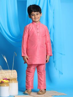 Vastramay - Boys Pink Kurta Pyjama (Set of 2)