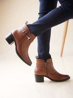 ROCIA - Tan Women Stylish Ankle Length Boots