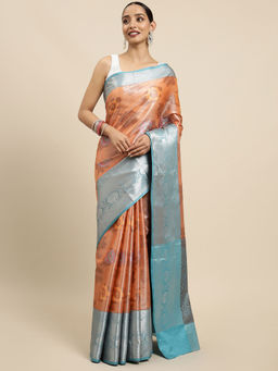 Mimosa - Womens Kanjivaram Art Silk Saree with Unstiched Blouse (5644-10177-TD-PC-AN)
