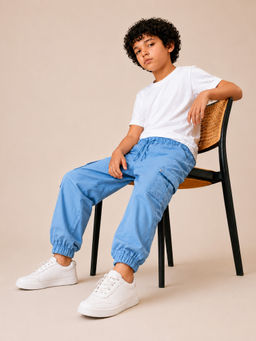 Purple United Kids - Boys Jogger Trousers with Drawcord Waist & Cotton Comfort