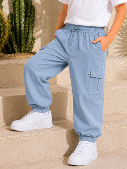 Purple United Kids - Boys Trousers in Grey with Cargo Pockets & Jogger Design