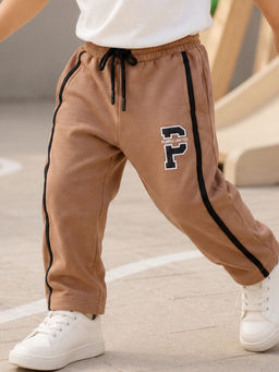 Purple United Kids - Boys Pants in Brown with Jogger Fit & Active Wear Style