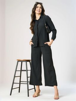 Twenty Dresses by Nykaa Fashion - Womens Black Solid Texture Co-Ord Set