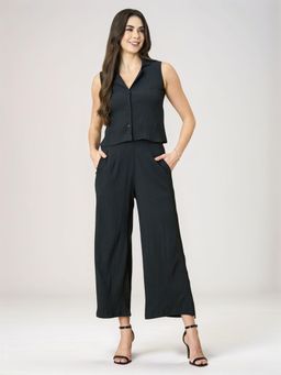 Twenty Dresses by Nykaa Fashion - Womens Black Solid Texture Co-Ord Set