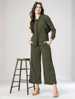 Twenty Dresses by Nykaa Fashion - Womens Olive Solid Texture Co-Ord Set