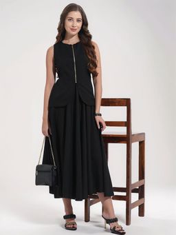Twenty Dresses by Nykaa Fashion - Womens Black Solid Linen Blend Co-Ord Set
