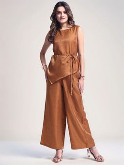 Twenty Dresses by Nykaa Fashion - Womens Mustard Solid Asymmetric Co-Ord Set