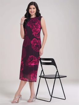 Twenty Dresses by Nykaa Fashion - Womens Wine Floral Printed Bodycon Dress