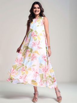 Twenty Dresses by Nykaa Fashion - Womens Multicolour Floral Lurex Printed Maxi Dress