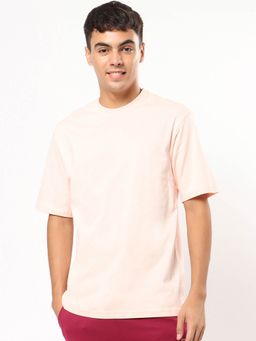 Bewakoof - Mens Pink Solid/plain Oversized T-shirt