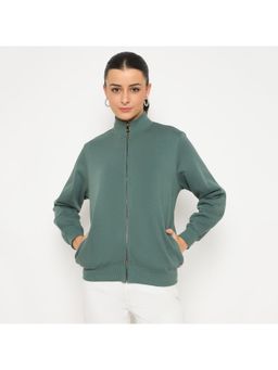 Madame - Fleece Front Zip Blue Sweatshirt for Women