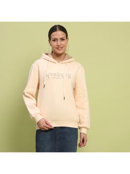Madame - Hooded Beige Cotton Hoodie for Women