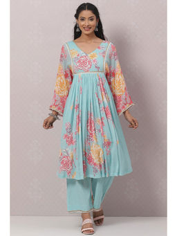 Biba - Sky Blue Straight Suit (set Of 2)