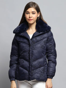 Monte Carlo - Women Embroidered Navy Blue Jacket