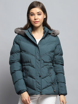 Monte Carlo - Women Solid Teal Jacket