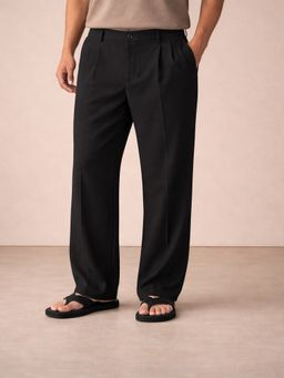 EKATVA ETHNIC - Men Black Pleated Ethnic Relaxed Fit Pant