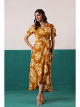 Jisora - Mustard Cotton Printed Dress