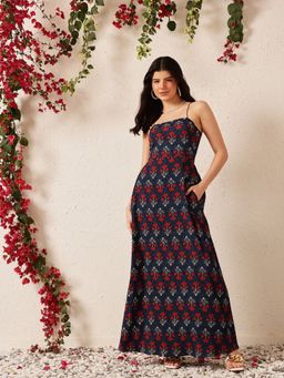 STREET 9 - Blue Polyester Floral Dress