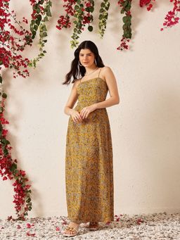 STREET 9 - Yellow Polyester Floral Dress