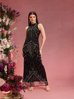 STREET 9 - Black Nylon Embellished Dress