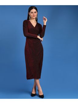 Saffe - Maroon Nylon Textured Dress