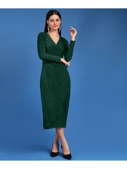 Saffe - Green Nylon Textured Dress