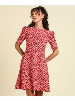 Saffe - Red Polyester Blend Floral Dress