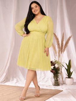 Martini - Yellow Polyester Solid Dress
