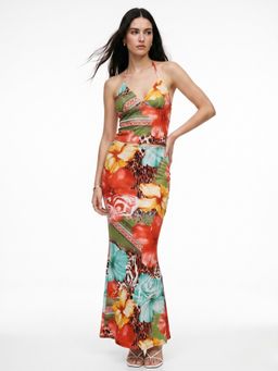 Outzidr - Multi-Color Polyester Printed Top with Skirt