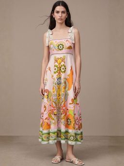 Outzidr - Multi-Color Polyester Printed Dress