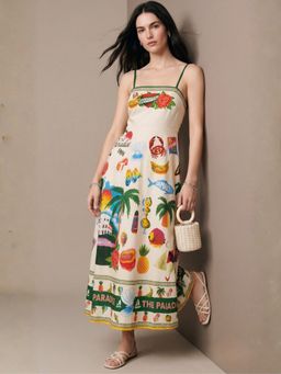 Outzidr - Multi-Color Polyester Printed Dress
