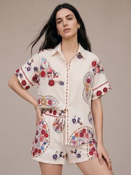 Outzidr - Multi-Color Polyester Printed Shirt With Shorts