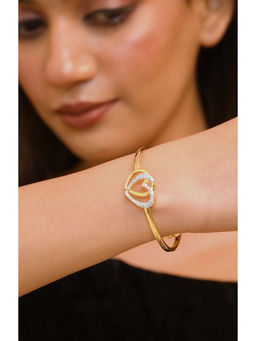 SHILLYN - Heart'S Embrace Gold Zircon Bracelet with Adjustable Lock System