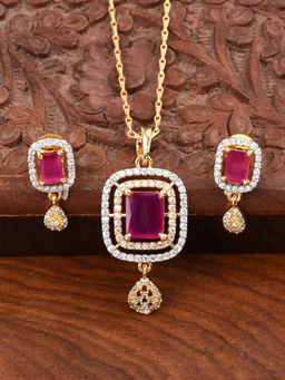 SHILLYN - Regal Ruby Zircon Gold Plated Pendant Set