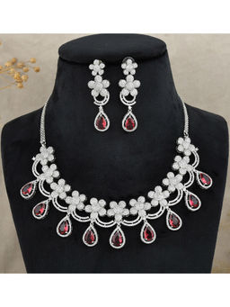 SHILLYN - Vermilion Grace Silver Diamond Garnet Necklace Set