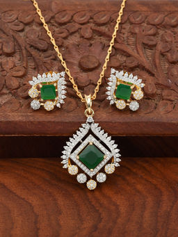 SHILLYN - Ellure Gold Emerald Pendant Jewellery Set