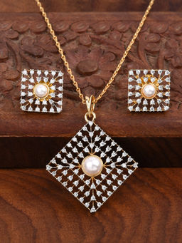 SHILLYN - Opulent Gold Plated Cz Pendant Jewellery Set