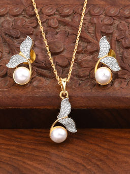 SHILLYN - Sleek Gold Plated Zircon Pendant Jewellery Set
