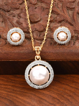 SHILLYN - Radiant Halo Pearl Diamond Pendant Jewellery Set