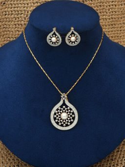 SHILLYN - Auryn Sleek Pearl Diamond Pendant Jewellery Set