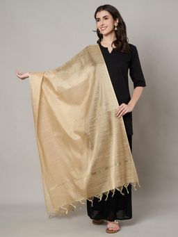 MUFFLY - Women Beige Cotton Solid Dupatta